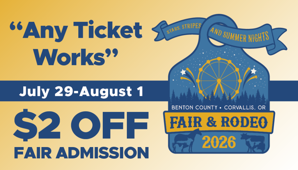 Any Ticket Works promo for Benton County Fair admission
